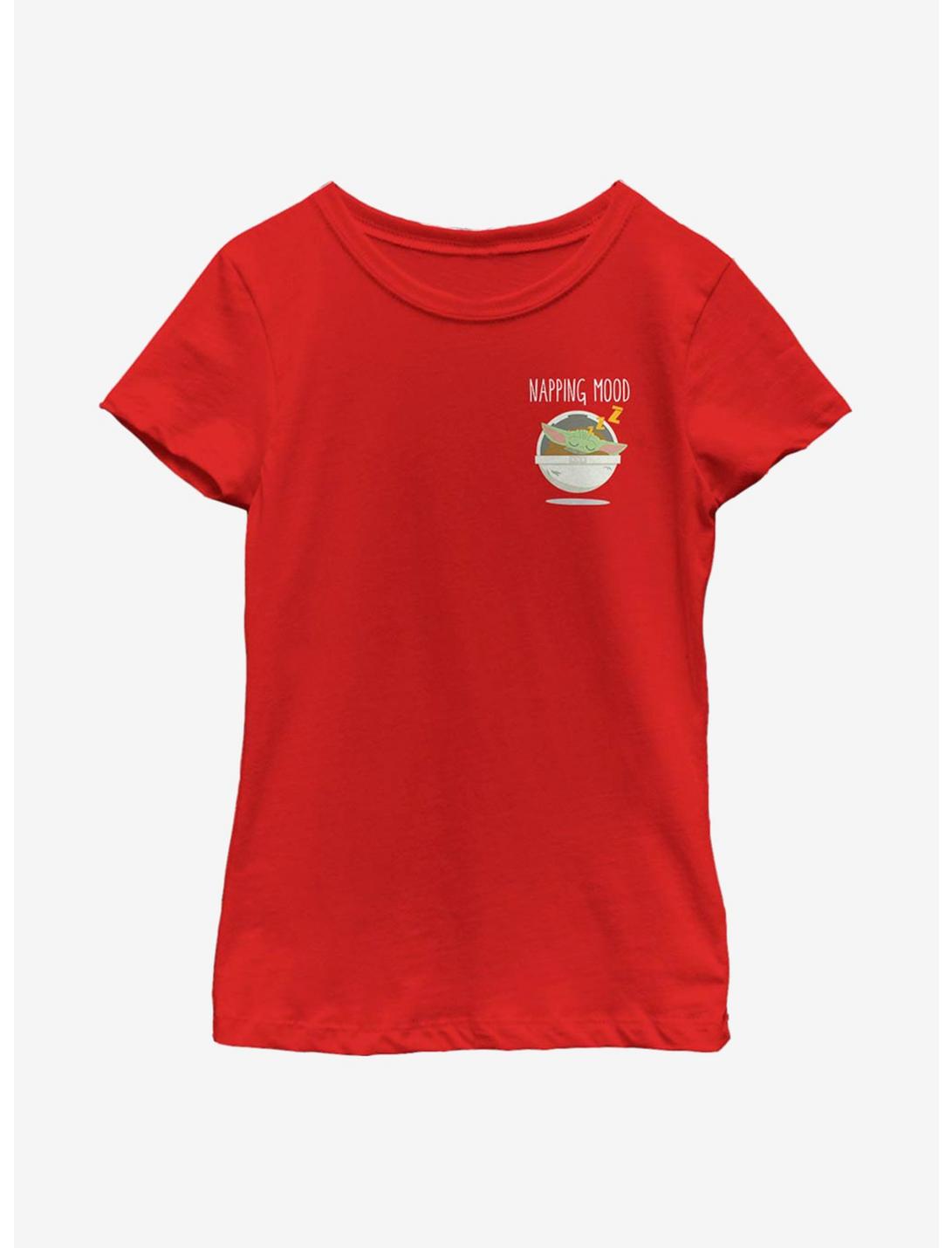 Star Wars The Mandalorian The Child Pocket Nap Youth Girls T-Shirt, RED, hi-res