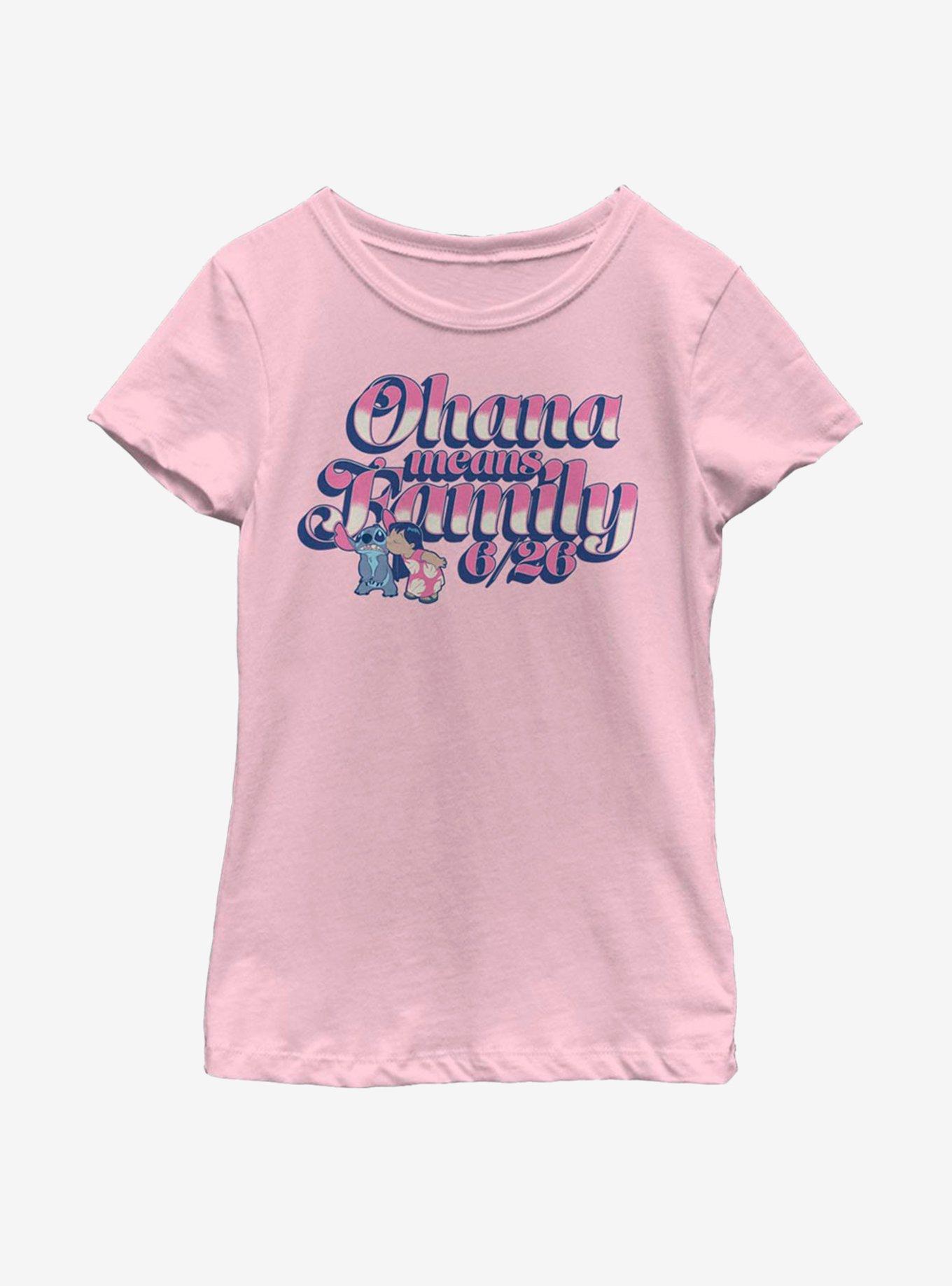Disney Lilo And Stitch Ohana Youth Girls T-Shirt, PINK, hi-res