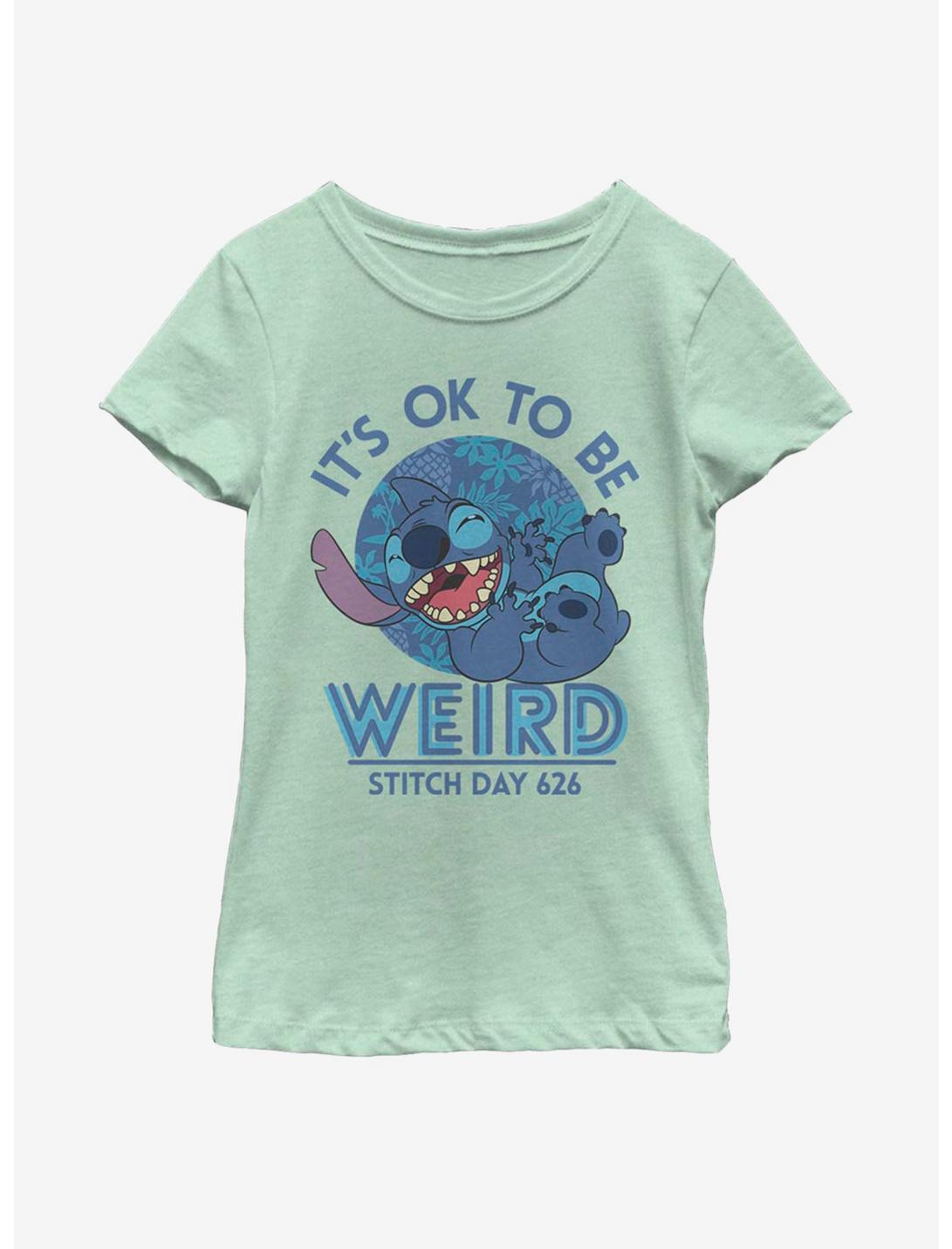 Disney Lilo And Stitch Ok To Be Weird Youth Girls T-Shirt, MINT, hi-res