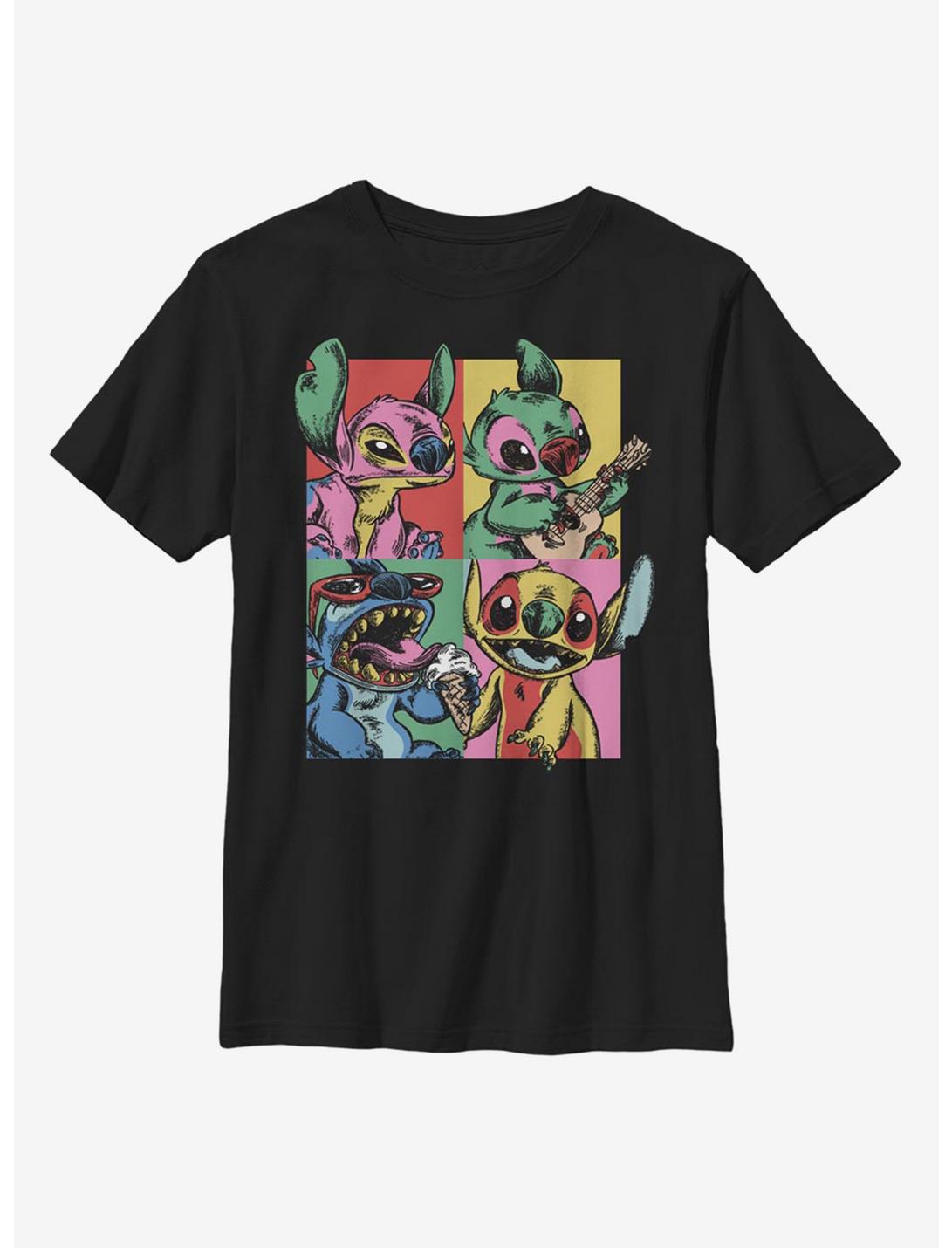 Disney Lilo And Stitch Pop Art Youth T-Shirt, BLACK, hi-res