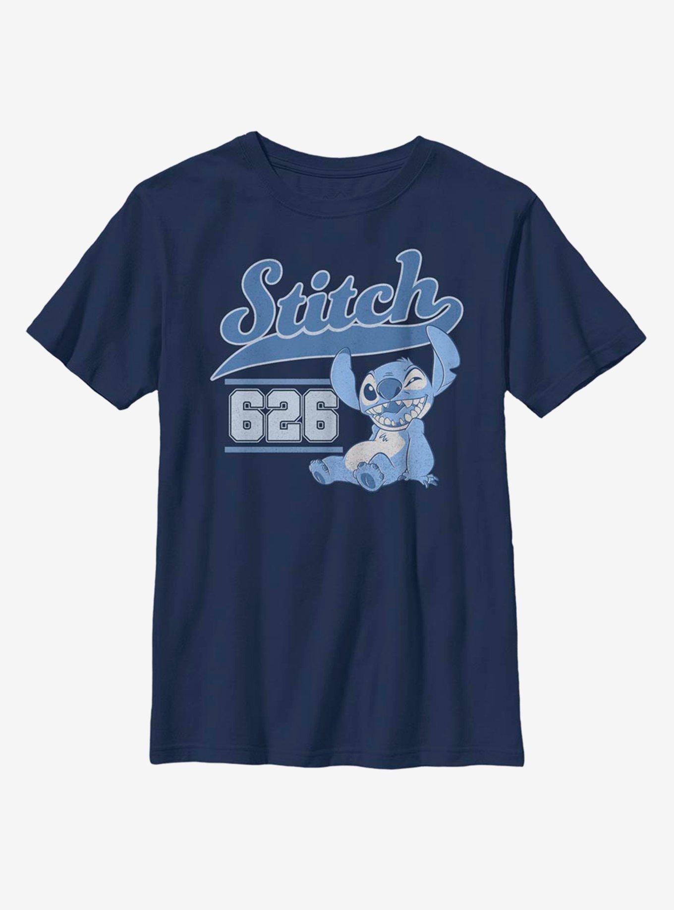 Disney Lilo And Stitch Stitch Collegiate Youth T-Shirt, NAVY, hi-res