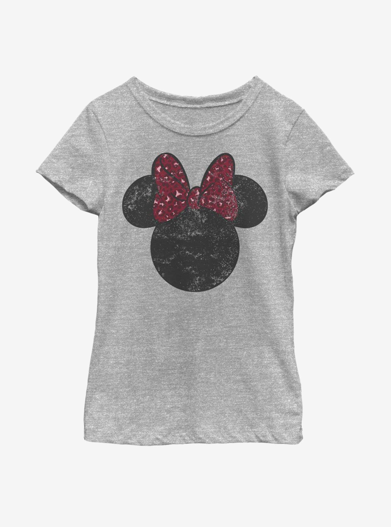 Disney Mickey Mouse Minnie Leopard Bow Youth Girls T-Shirt, , hi-res