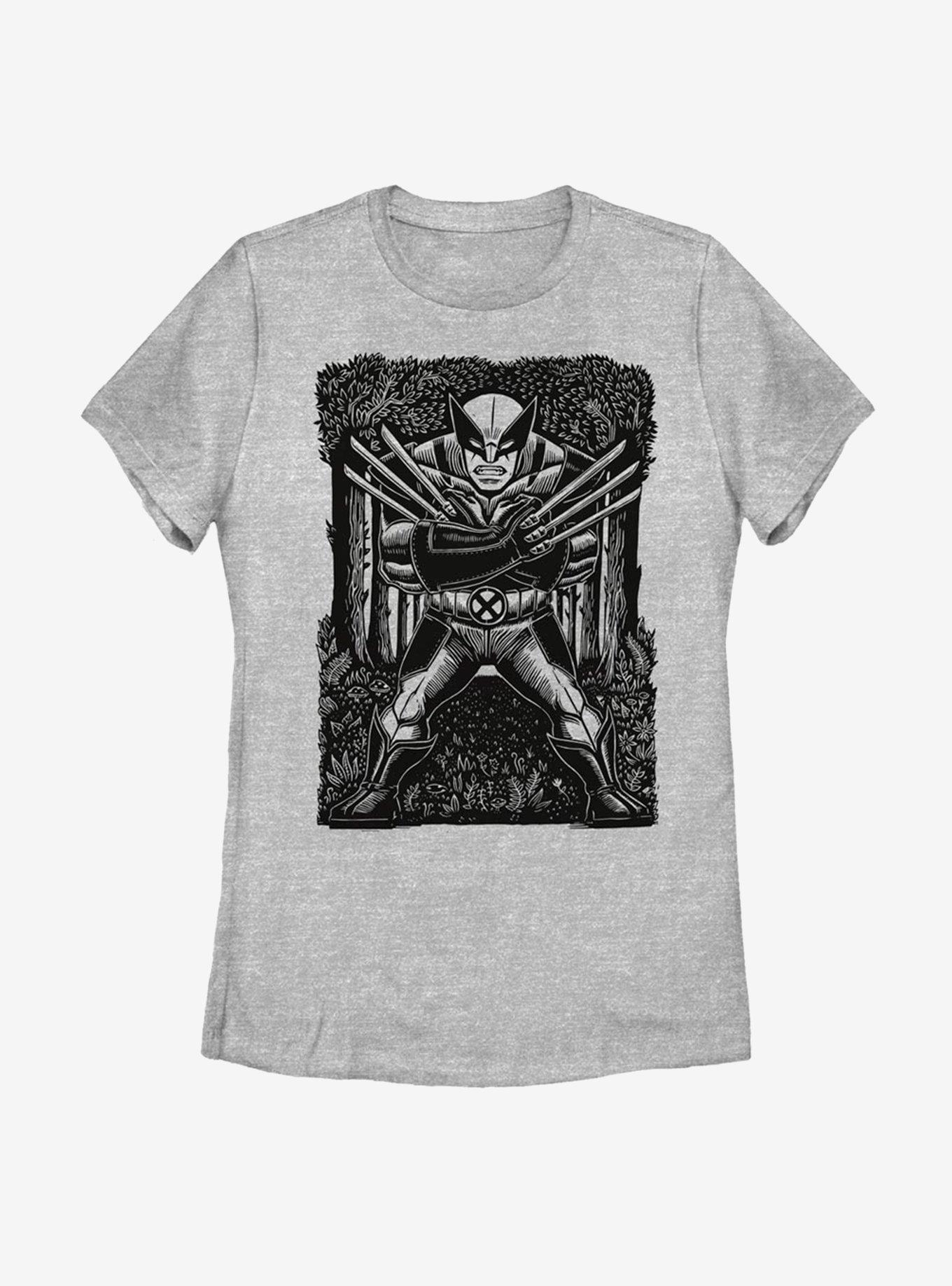 Marvel X-Men Wolverine Stencil Womens T-Shirt, ATH HTR, hi-res