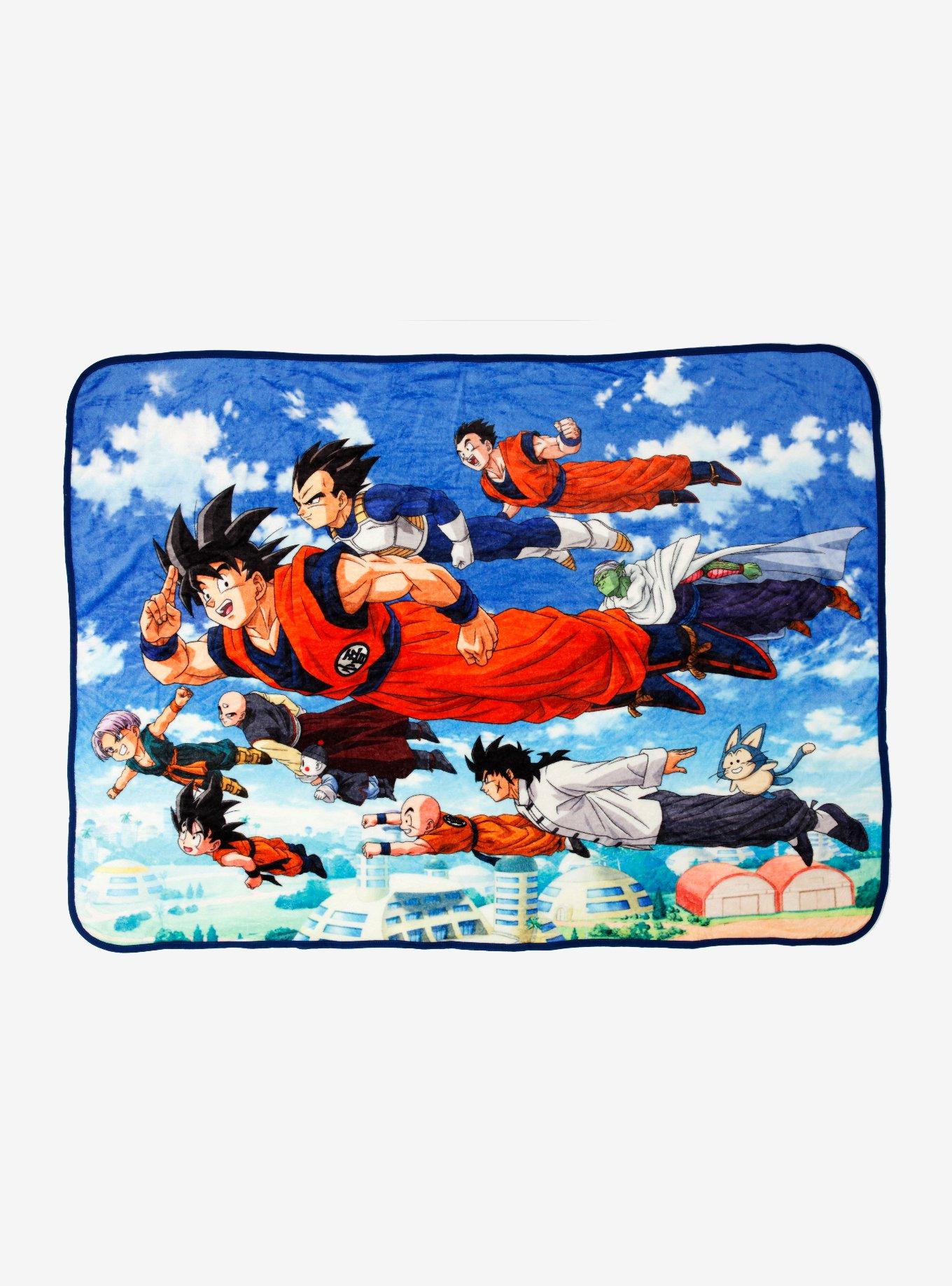 Dragon Ball Super Group Flying Throw Blanket Hot Topic