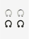 10G Steel Silver And Black Circular Barbell With Ball Ends 4 Pack, , hi-res