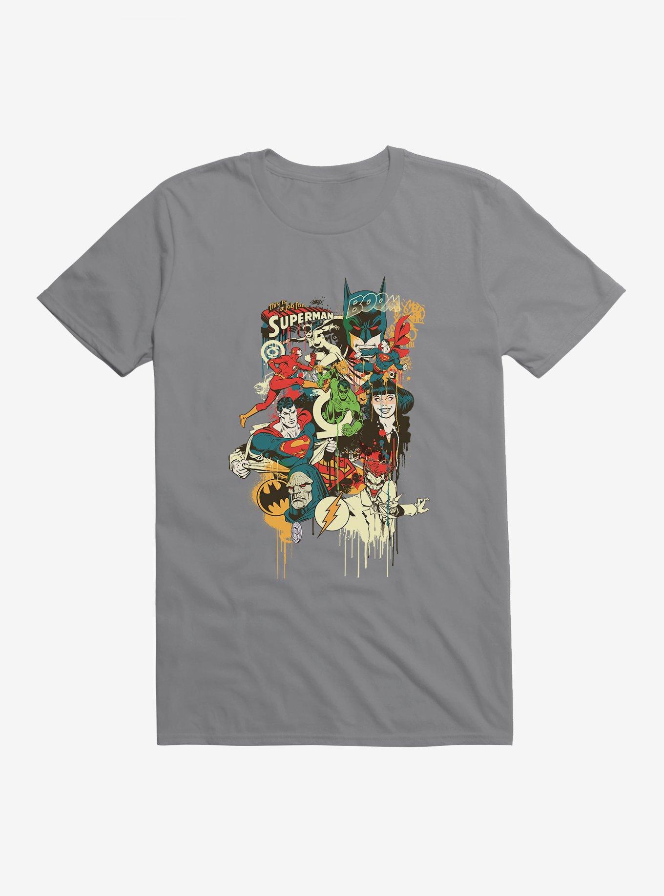 DC Comics Batman Superheroes Collage T-Shirt, STORM GREY, hi-res