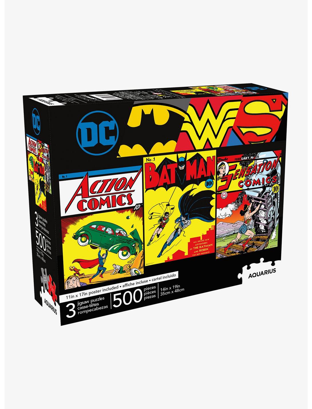 DC Comics Batman Superman Wonder Woman Comic Puzzle Set, , hi-res