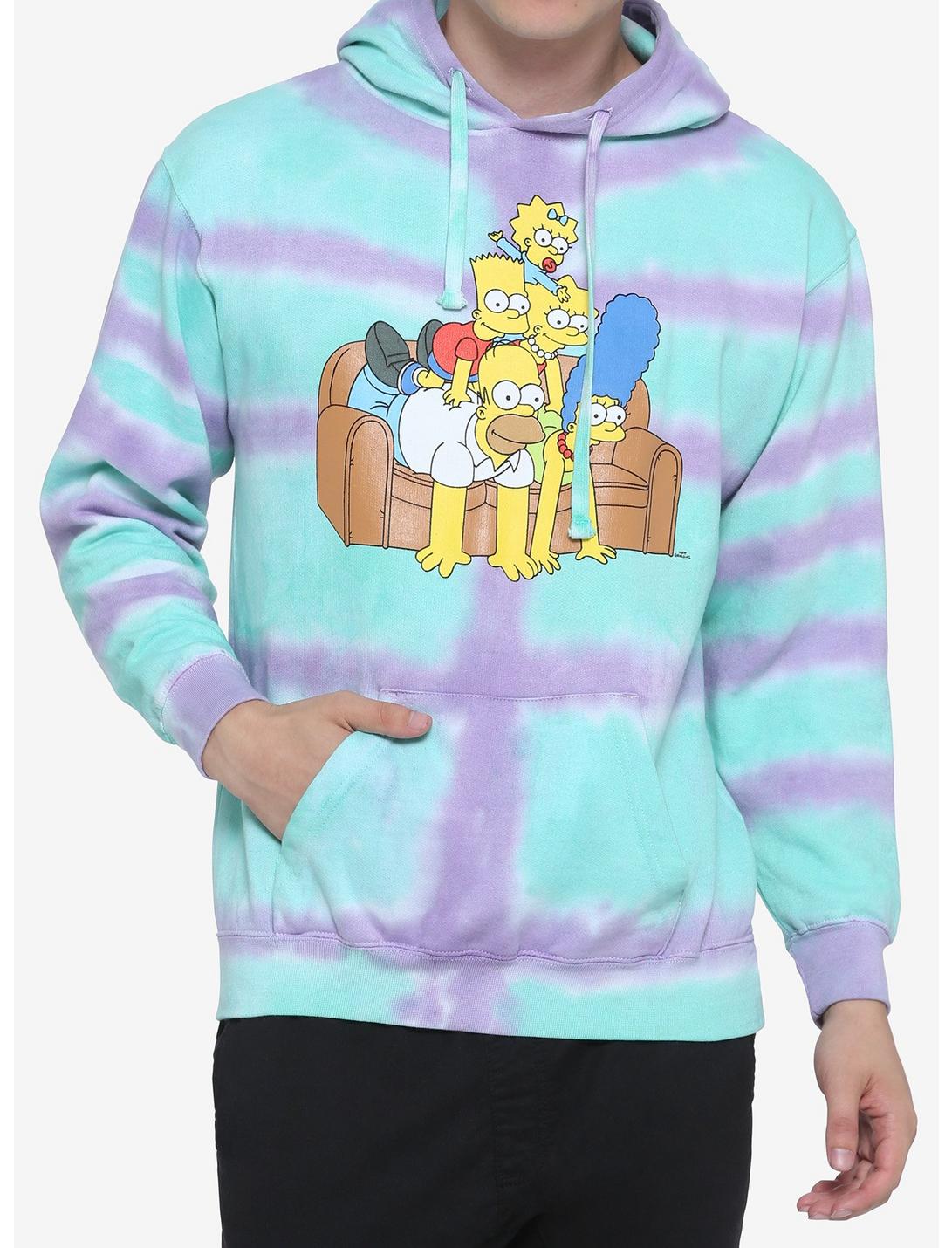 The Simpsons Couch Human Pyramid Tie-Dye Hoodie, MULTI, hi-res