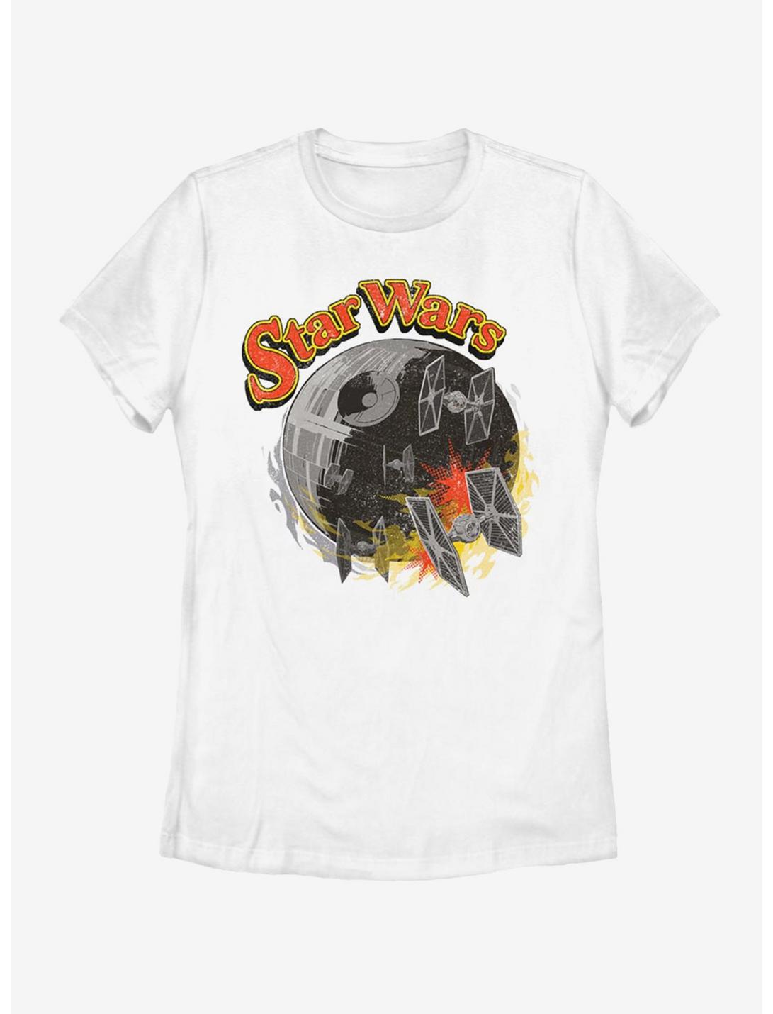 Star Wars Retro Death Star Womens T-Shirt, WHITE, hi-res