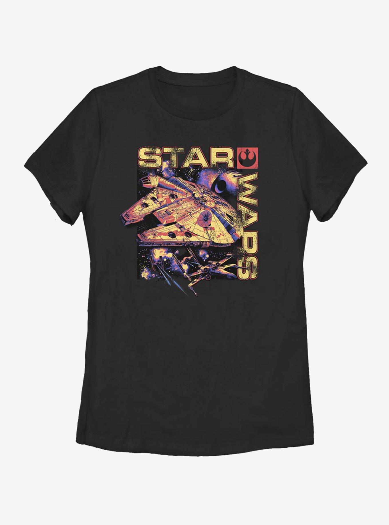 Star Wars Color Falcon Womens T-Shirt, BLACK, hi-res