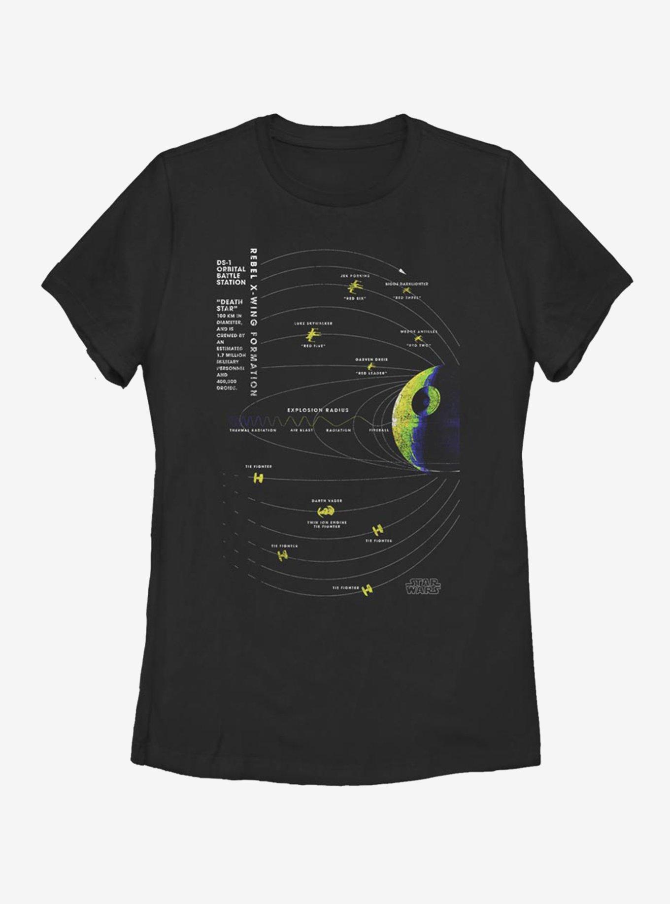 Star Wars Death Star One Schematic Womens T-Shirt, BLACK, hi-res