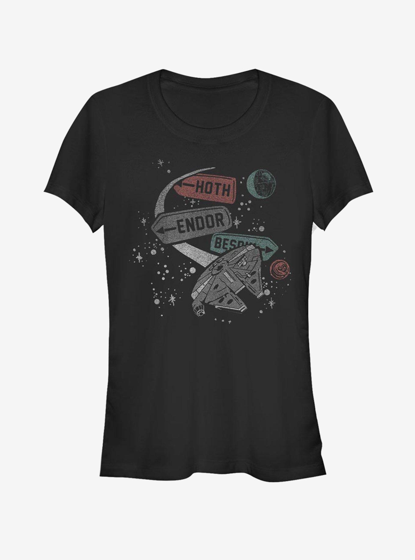 Star Wars Planet Map Girls T-Shirt, BLACK, hi-res