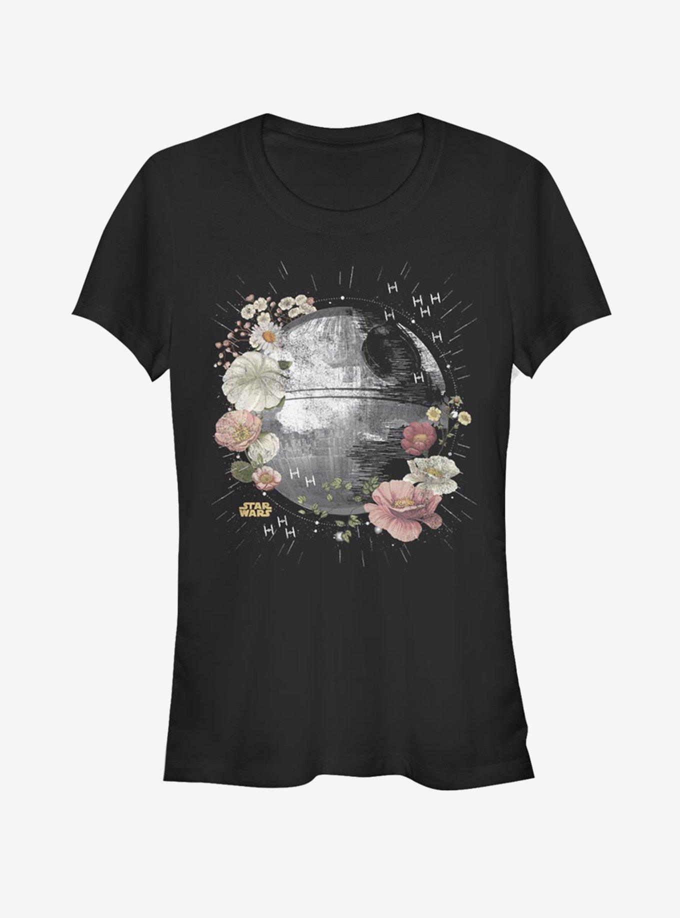 Star Wars Floral Death Star Girls T-Shirt, BLACK, hi-res