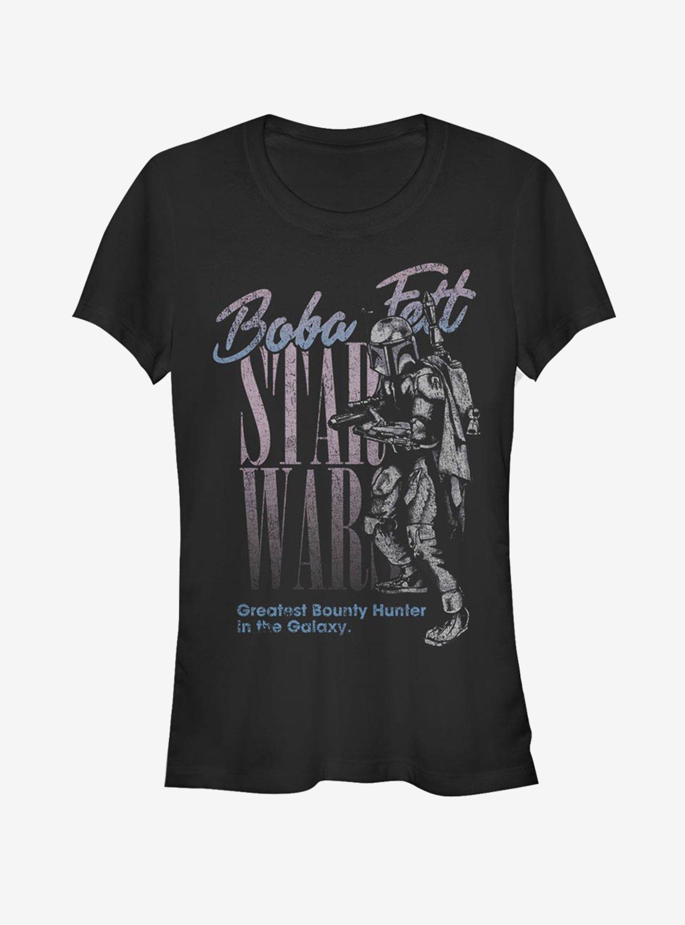 Star Wars Damaged Vintage Boba Girls T-Shirt, BLACK, hi-res