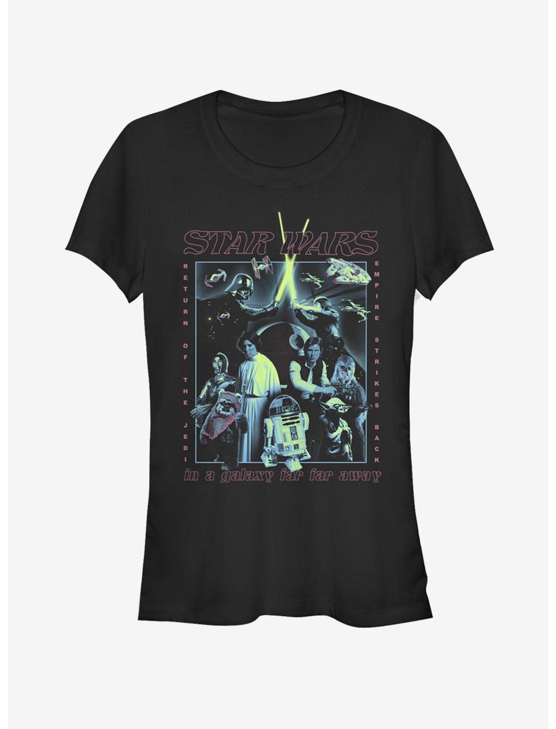 Star Wars Poster Glow Girls T-Shirt, BLACK, hi-res