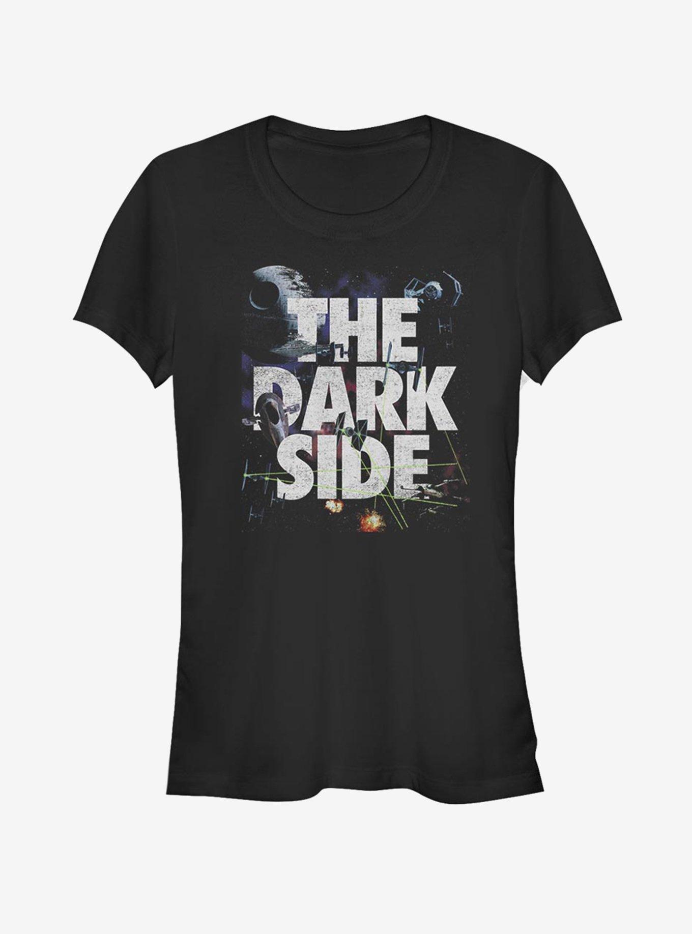 Star Wars Space Battle Interwoven Text Girls T-Shirt, BLACK, hi-res