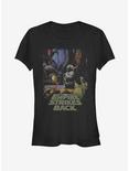 Star Wars Episode V The Empire Strikes Back Yoda Logo Poster Girls T-Shirt, BLACK, hi-res