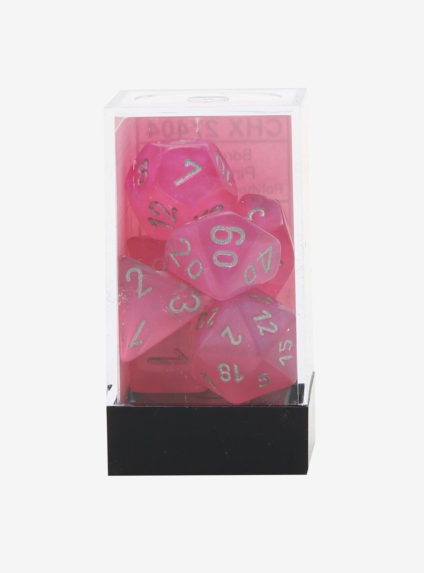 Chessex Borealis Pink With Silver Polyhedral Dice Set, , hi-res