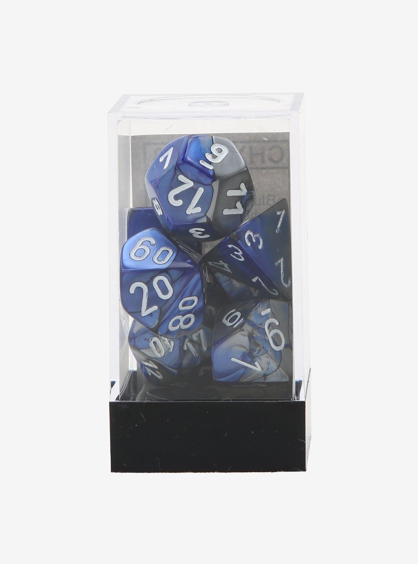 Chessex Gemini Blue & Steel Grey With White Polyhedral Dice Set, , hi-res