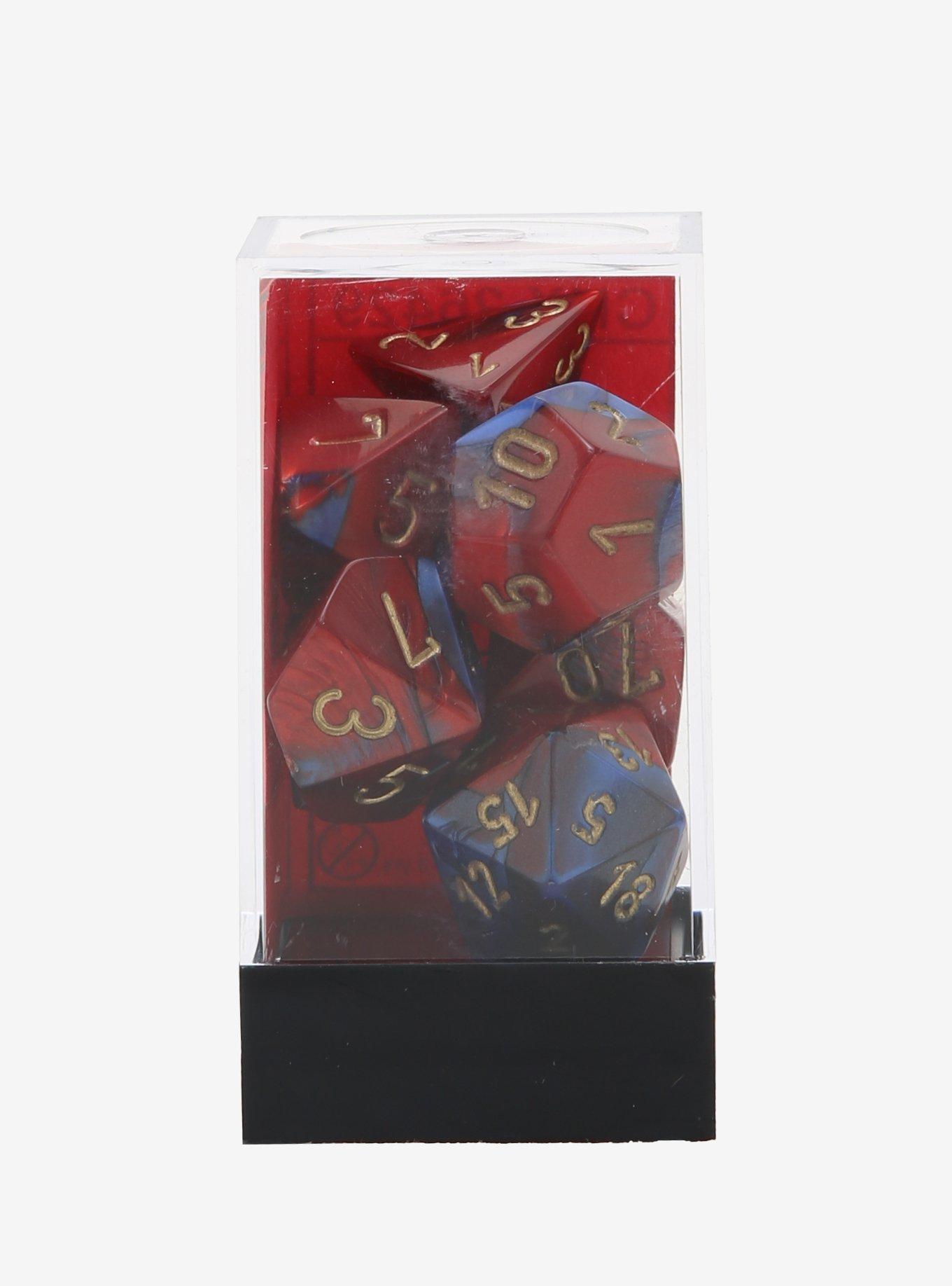 Chessex Red & Blue With Gold Polyhedral Dice Set, , hi-res