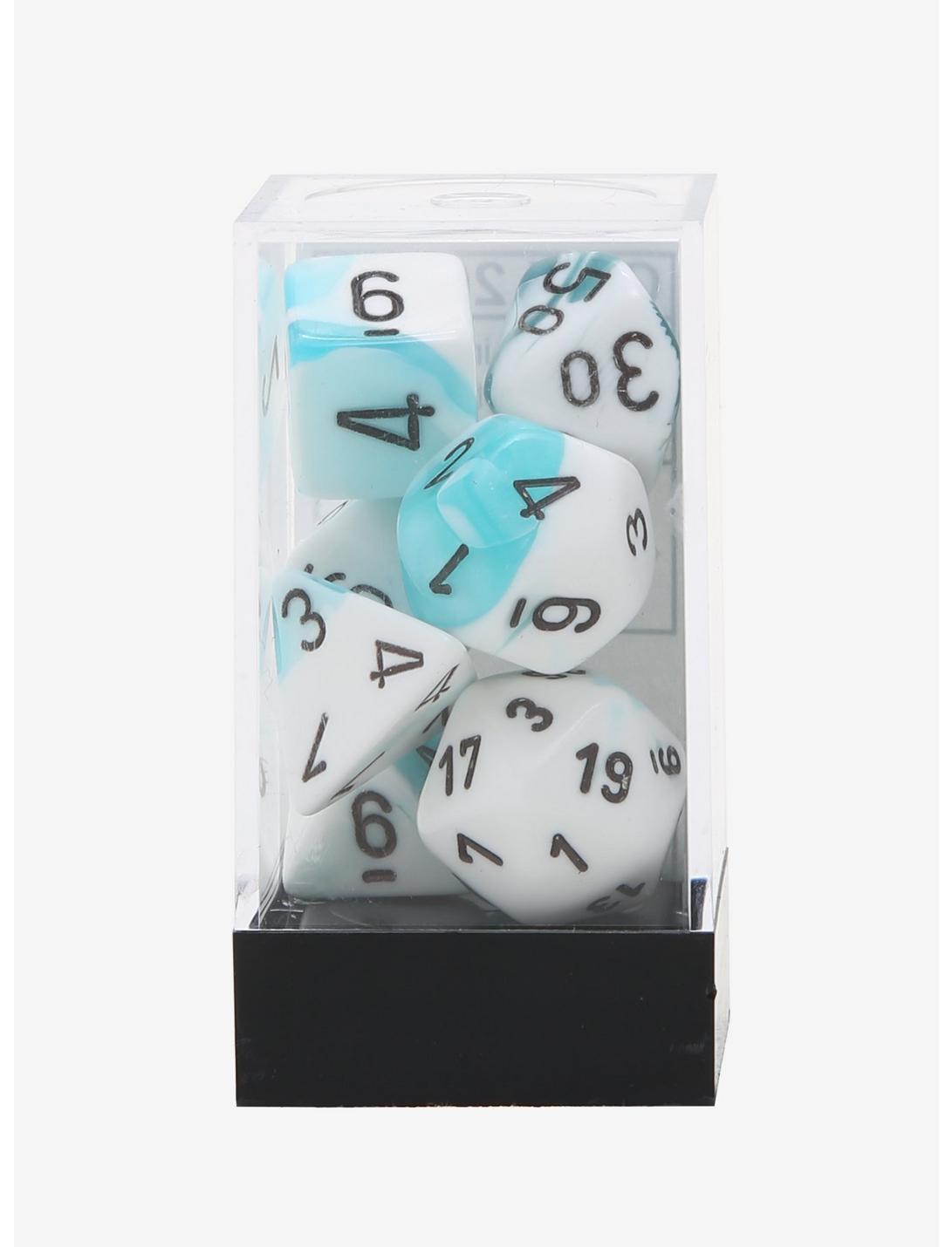 Chessex Gemini Teal & White With Black Polyhedral Dice Set, , hi-res