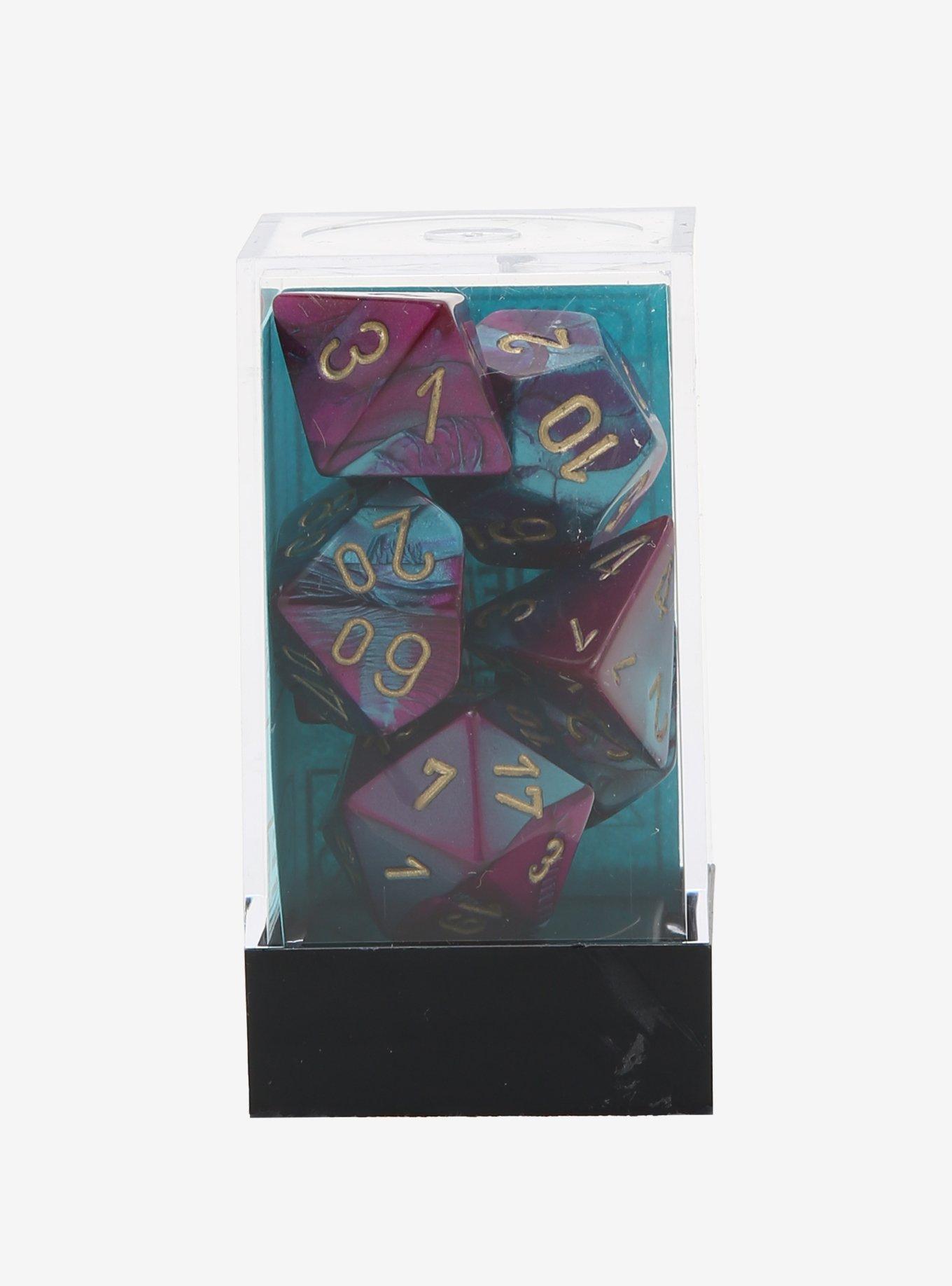 Chessex Gemini Purple & Teal With Gold Polyhedral Dice Set, , hi-res