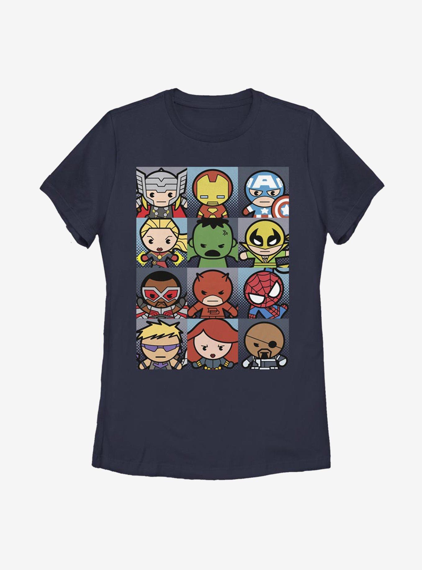 Marvel Avengers Kawaii Boxes Womens T-Shirt, NAVY, hi-res