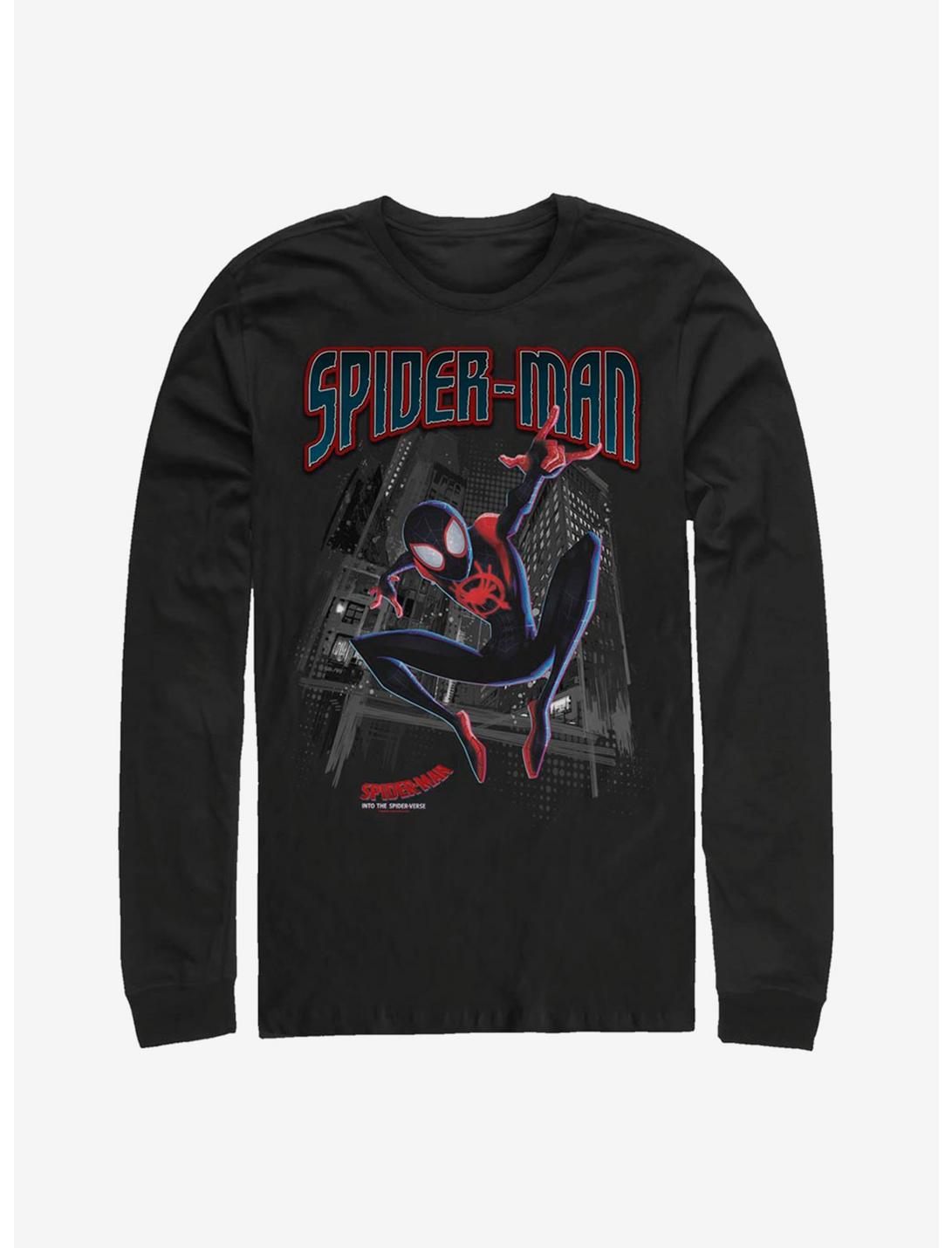 Marvel Spider-Man: Into The Spiderverse Miles Morales Tower Hero Long-Sleeve T-Shirt, BLACK, hi-res