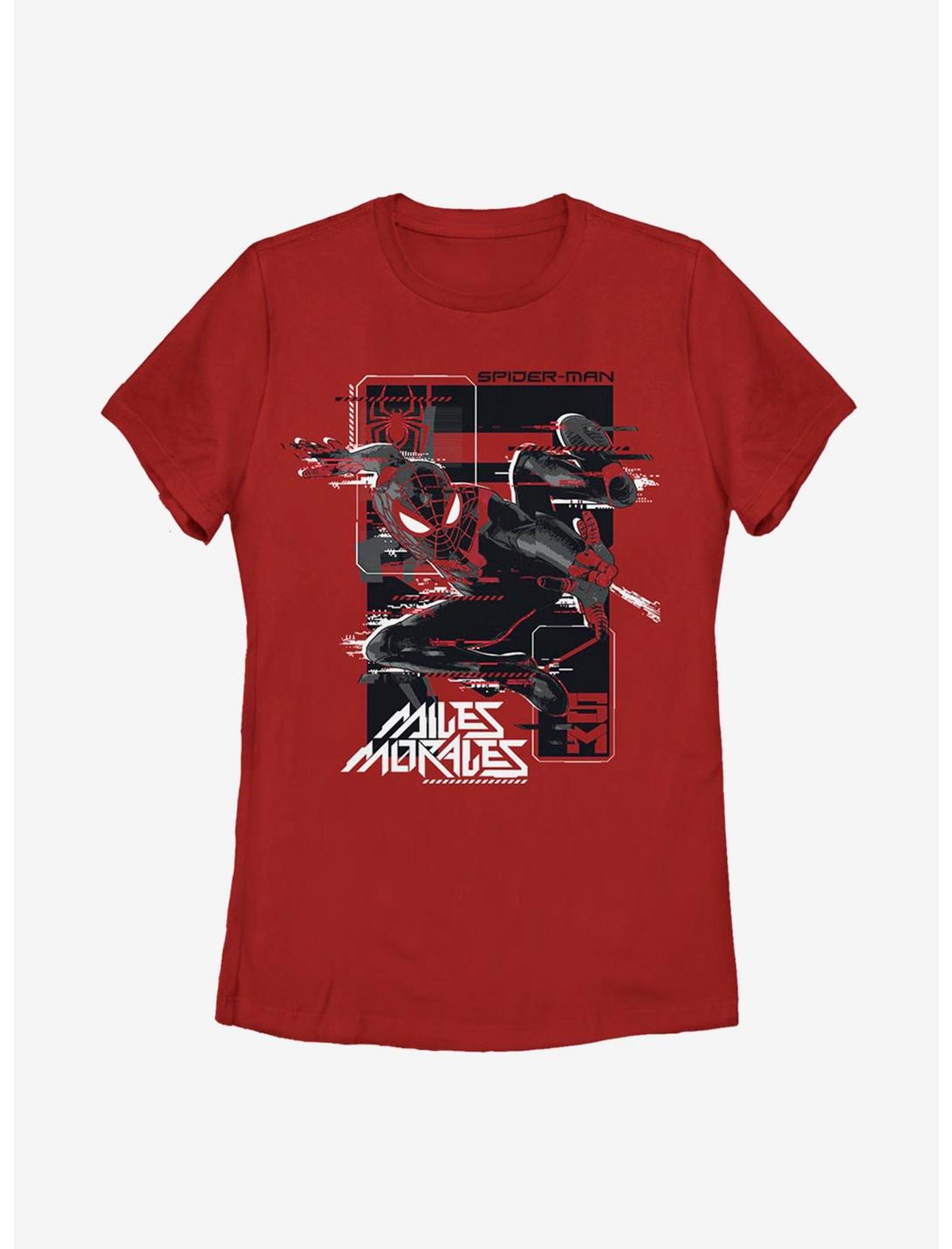 Marvel Spider-Man Miles Morales Slinging Web Womens T-Shirt, RED, hi-res