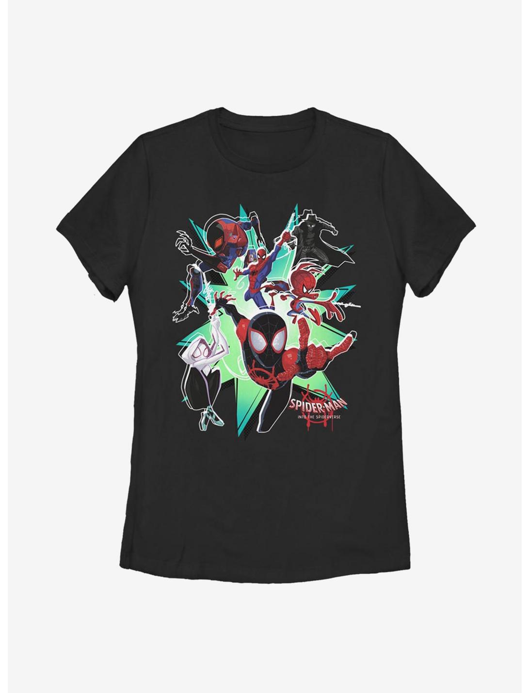 Marvel Spider-Man: Into The Spiderverse Miles Morales Group Womens T-Shirt, BLACK, hi-res