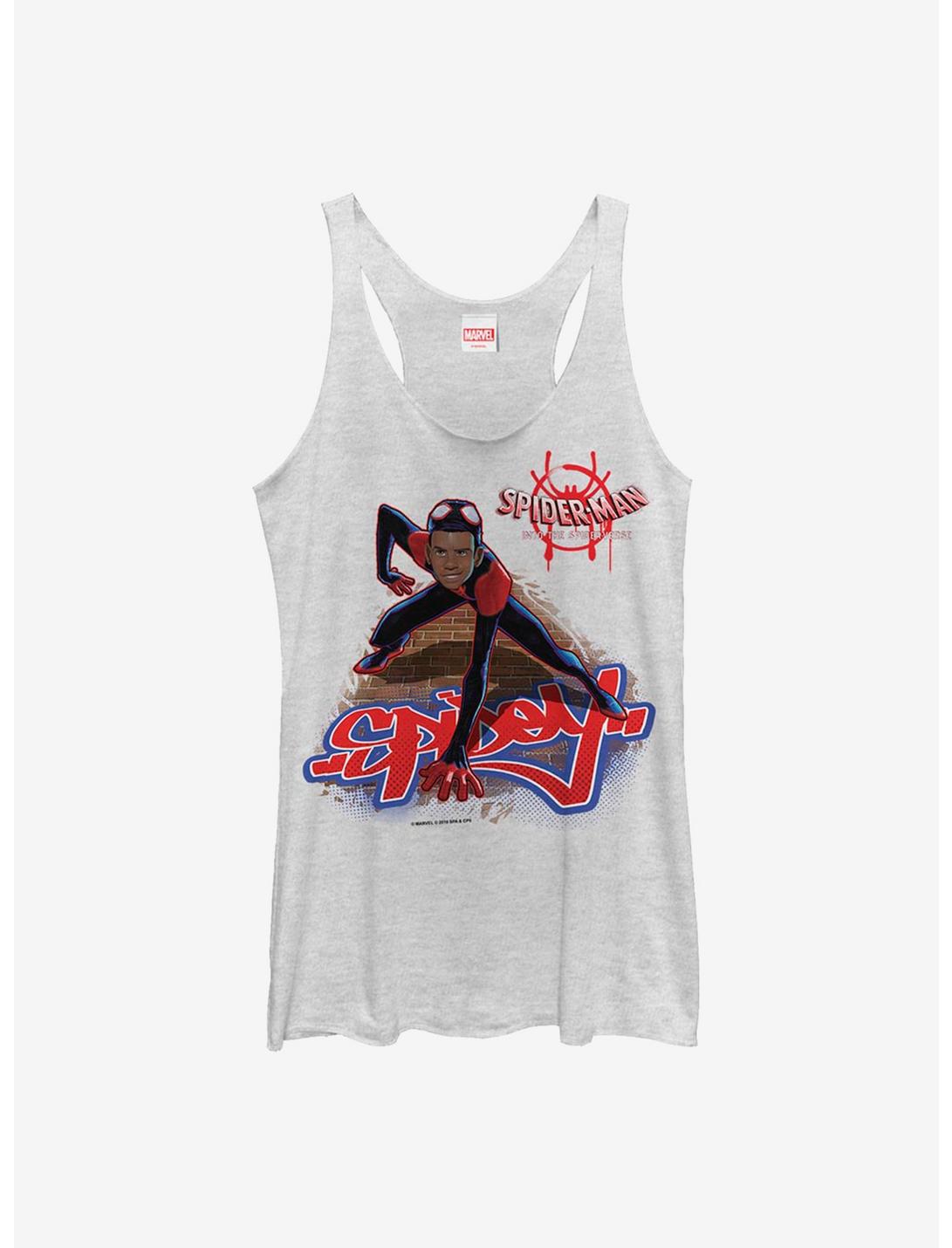 Marvel Spider-Man: Into The Spiderverse Miles Morales Bricks Womens Tank Top, WHITE HTR, hi-res