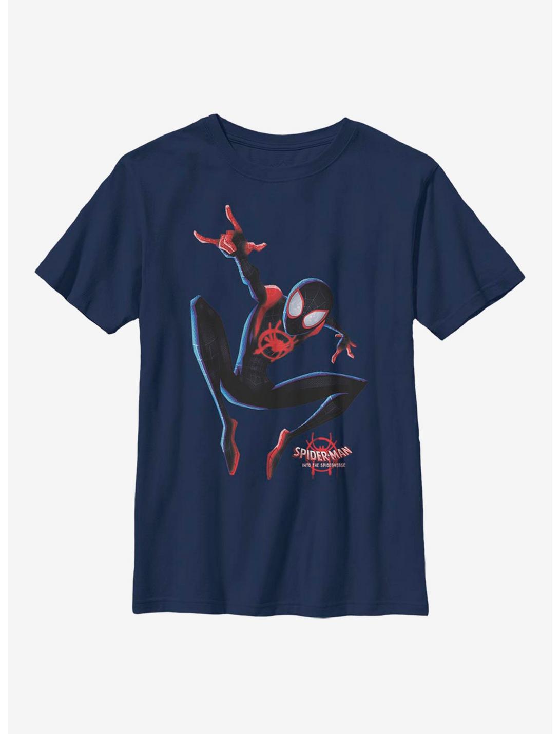 Marvel Spider-Man: Into The Spiderverse Miles Morales Big Miles Youth T-Shirt, NAVY, hi-res