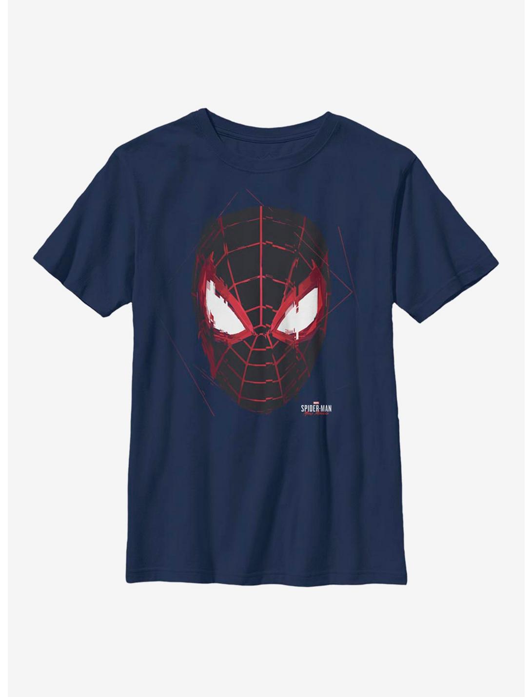 Marvel Spider-Man Miles Morales Glitch Mask Youth T-Shirt, NAVY, hi-res