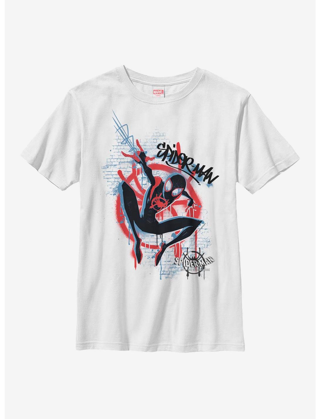 Marvel Spider-Man Miles Morales Graffiti Spider Youth T-Shirt, WHITE, hi-res