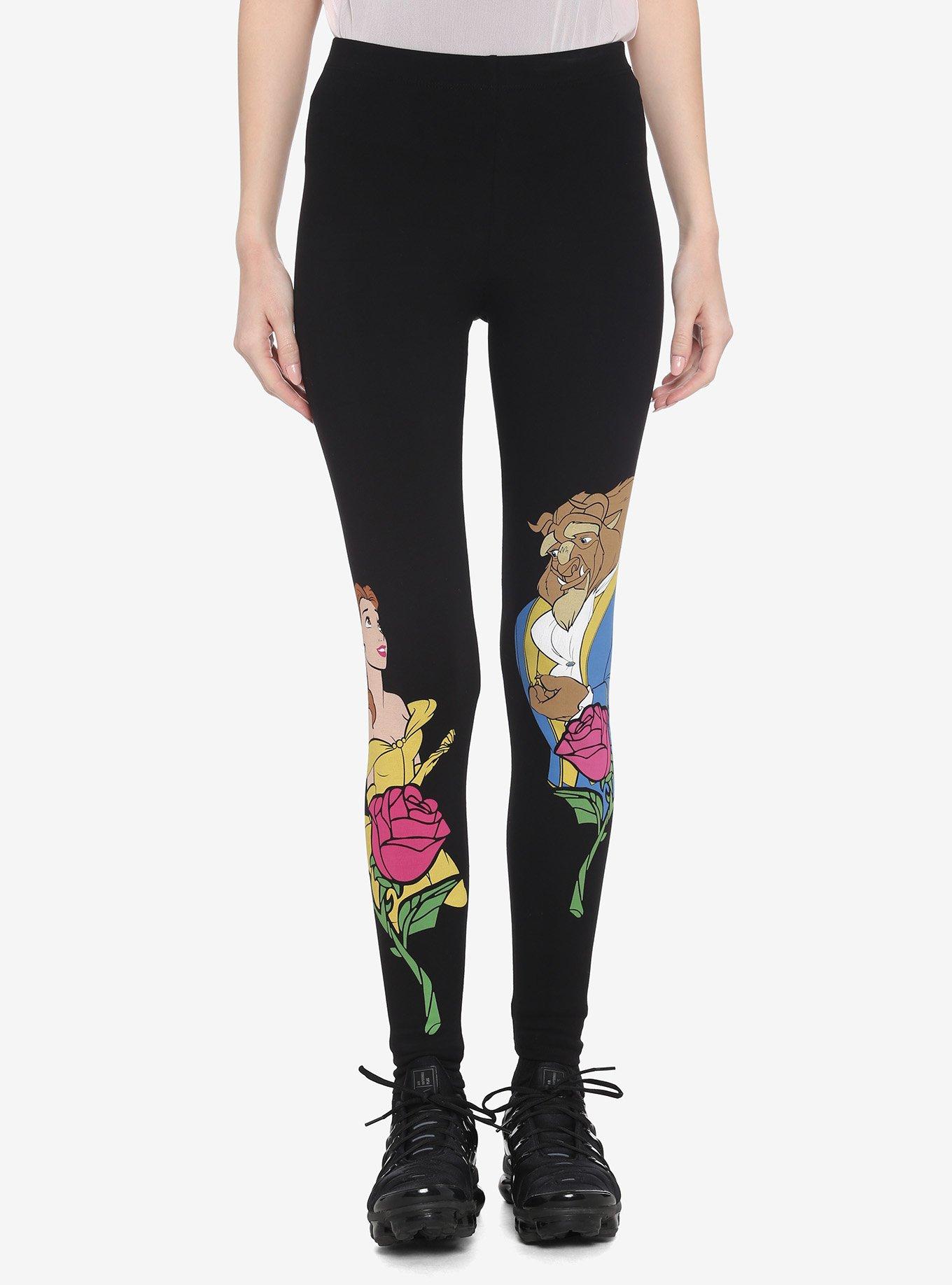 Hot Topic Disney Beauty And The Beast Rose Leggings - XS