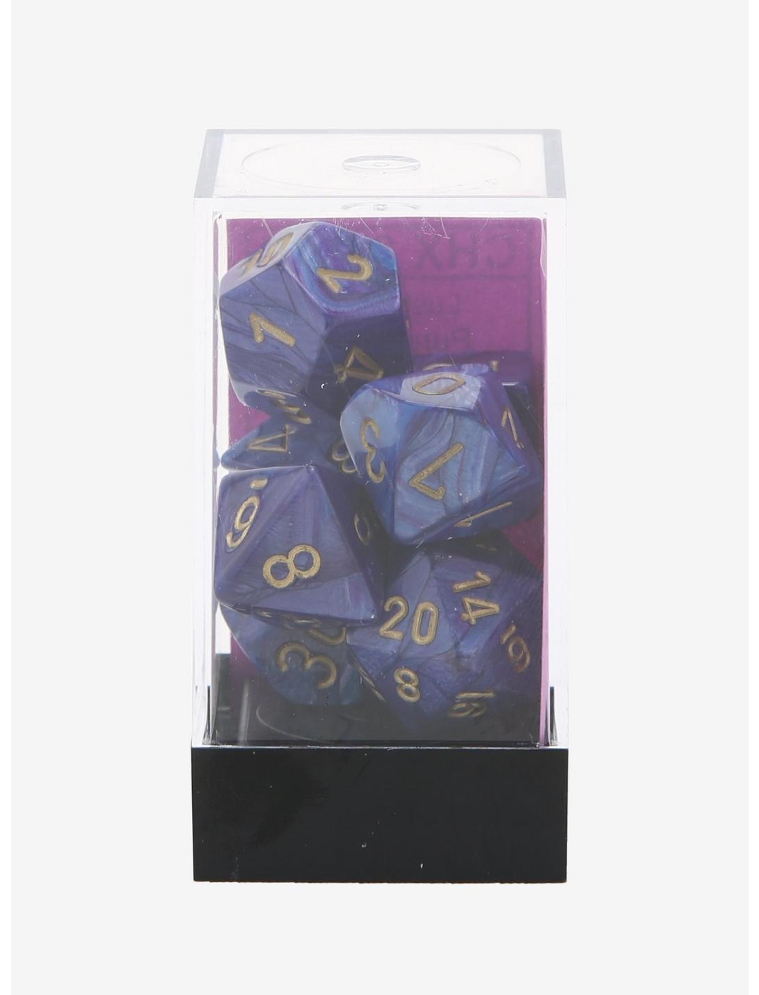 Chessex Lustrous Purple With Gold Polyhedral Dice Set, , hi-res