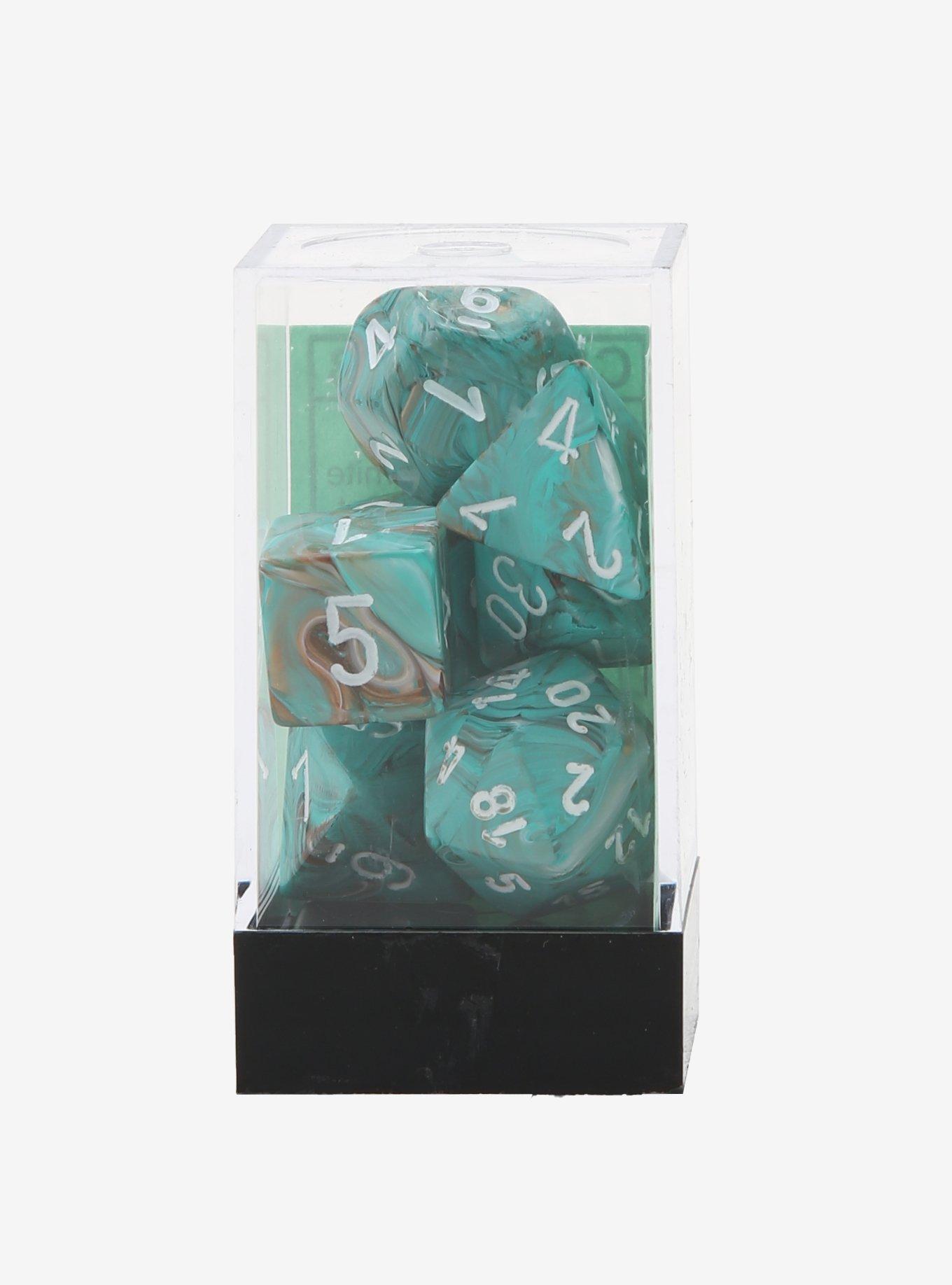 Chessex Marble Oxi-Copper With White Polyhedral Dice Set, , hi-res