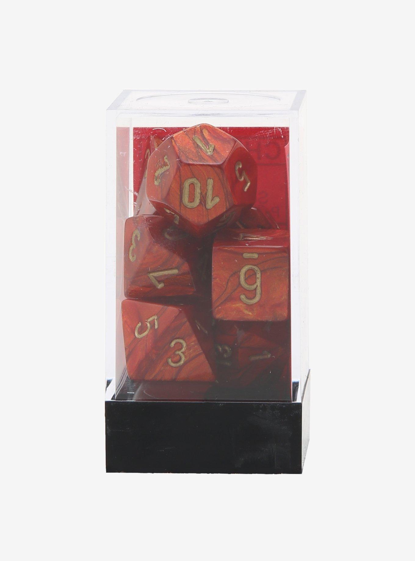 Chessex Scarab Scarlet Red With Gold Polyhedral Dice Set, , hi-res