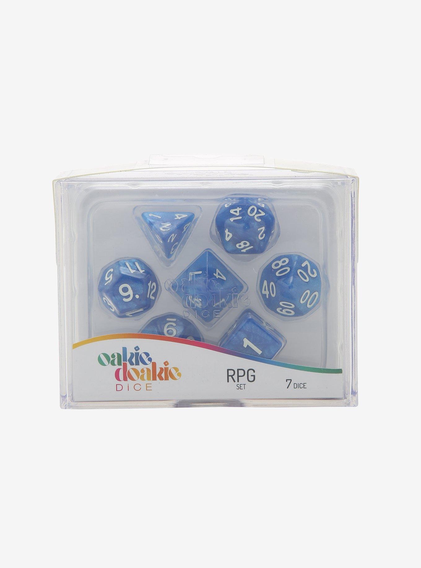 Oakie Doakie Dice Marble Blue Polyhedral Dice Set, , hi-res