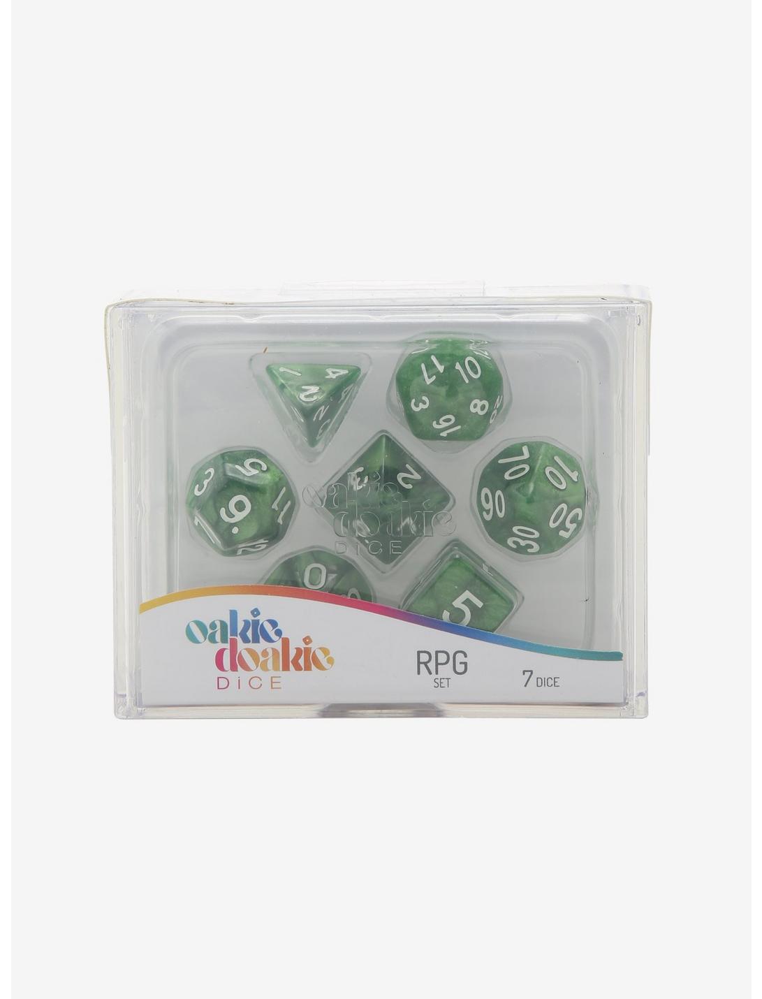 Oakie Doakie Dice Marble Green Polyhedral Dice Set, , hi-res