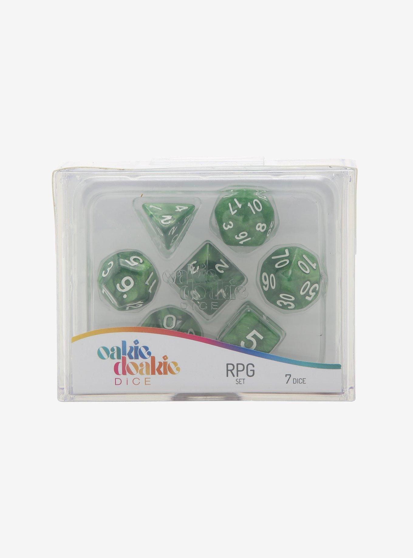 Oakie Doakie Dice Marble Green Polyhedral Dice Set, , hi-res