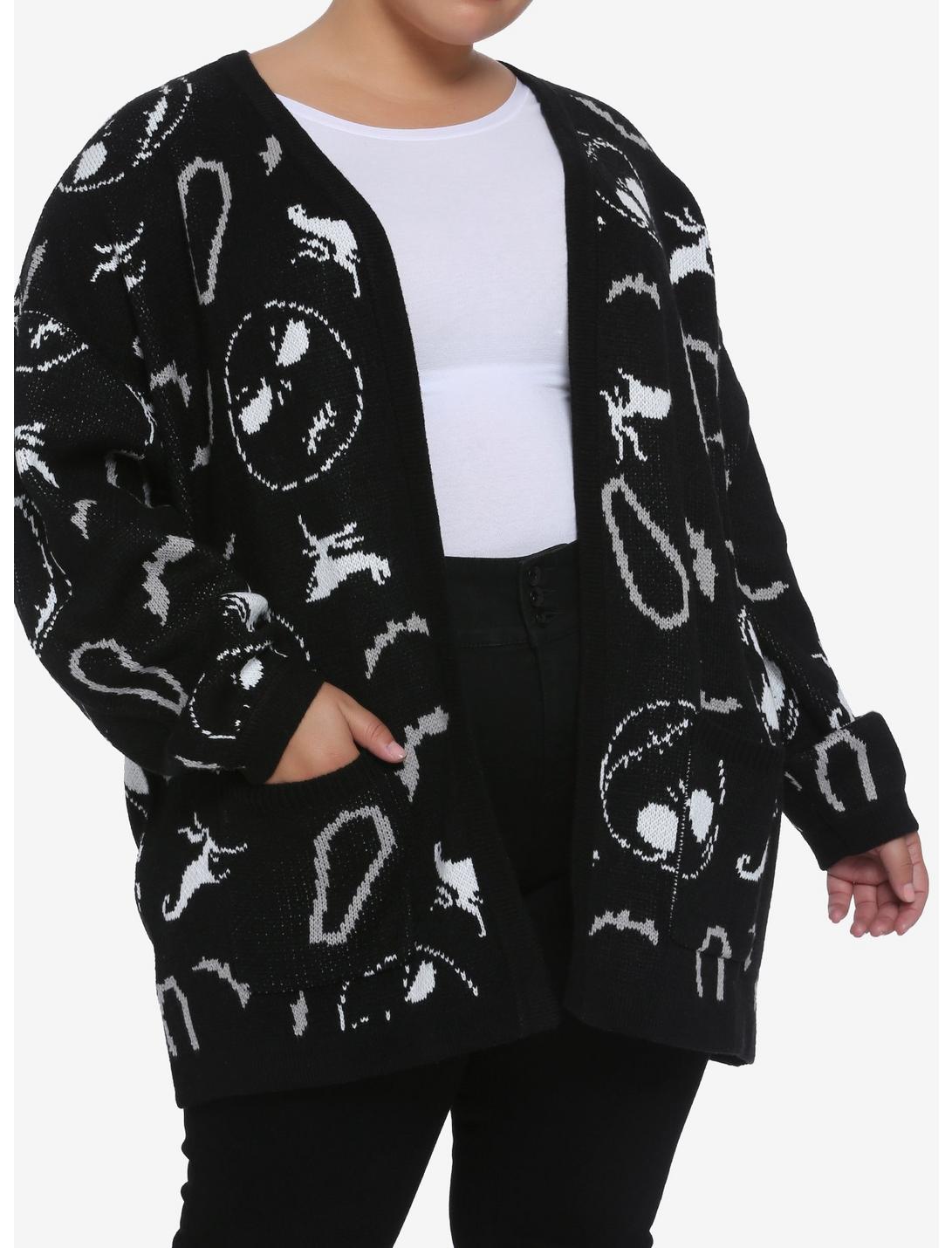The Nightmare Before Christmas Back Lacing Girls Open Cardigan Plus Size, WHITE, hi-res