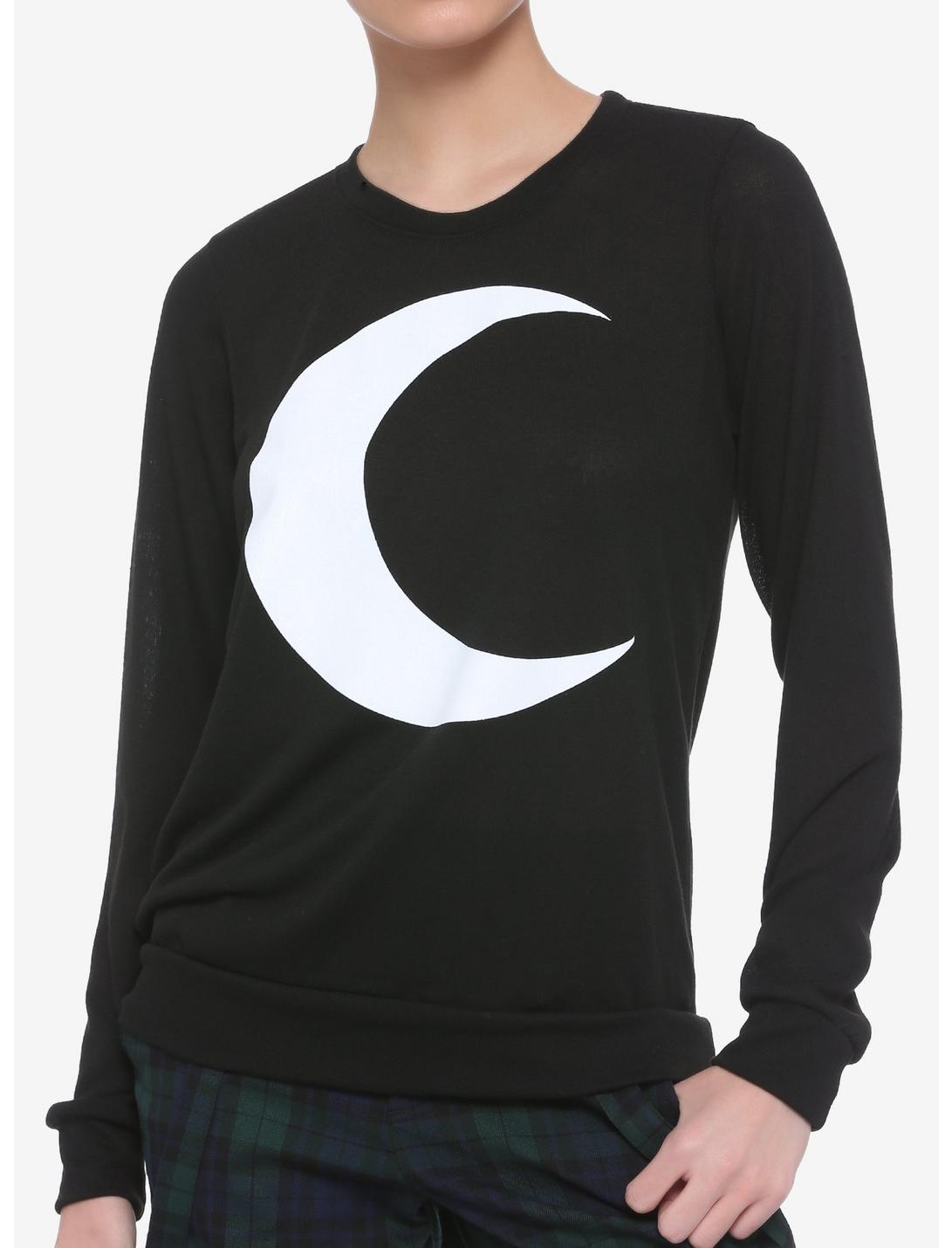 Black Crescent Moon Girls Sweater, BLACK, hi-res