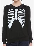 Collared Skeleton Girls Sweater, BLACK, hi-res