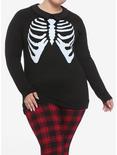 Collared Skeleton Girls Sweater Plus Size, BLACK, hi-res