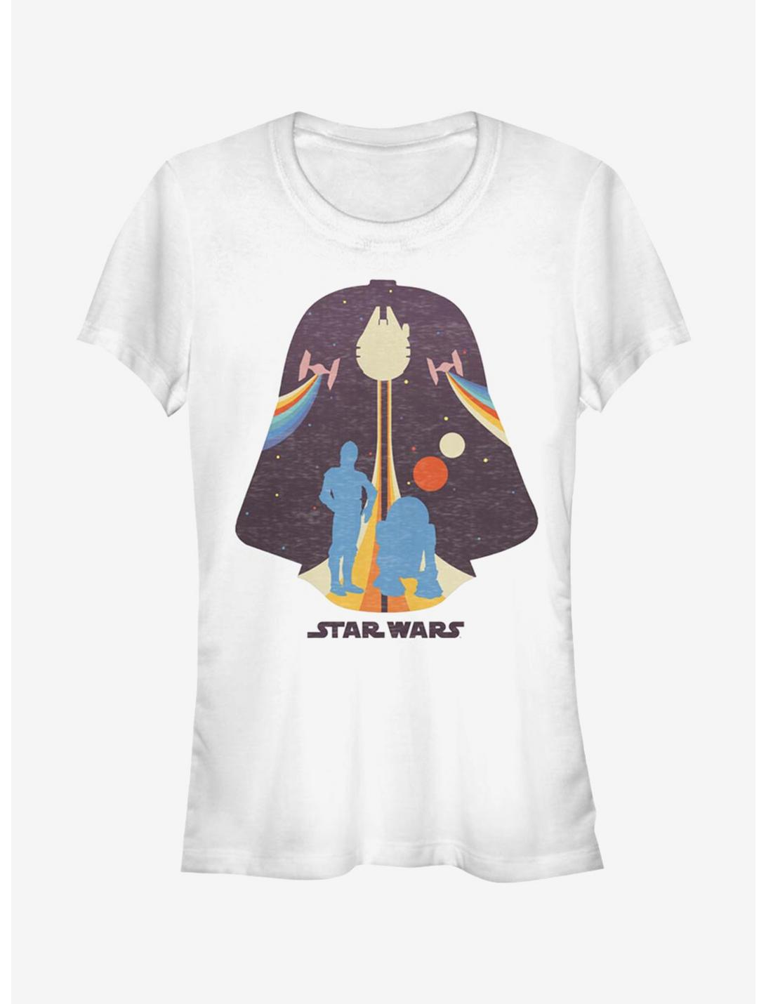 Star Wars Colorful Minimal Outline Girls T-Shirt, WHITE, hi-res