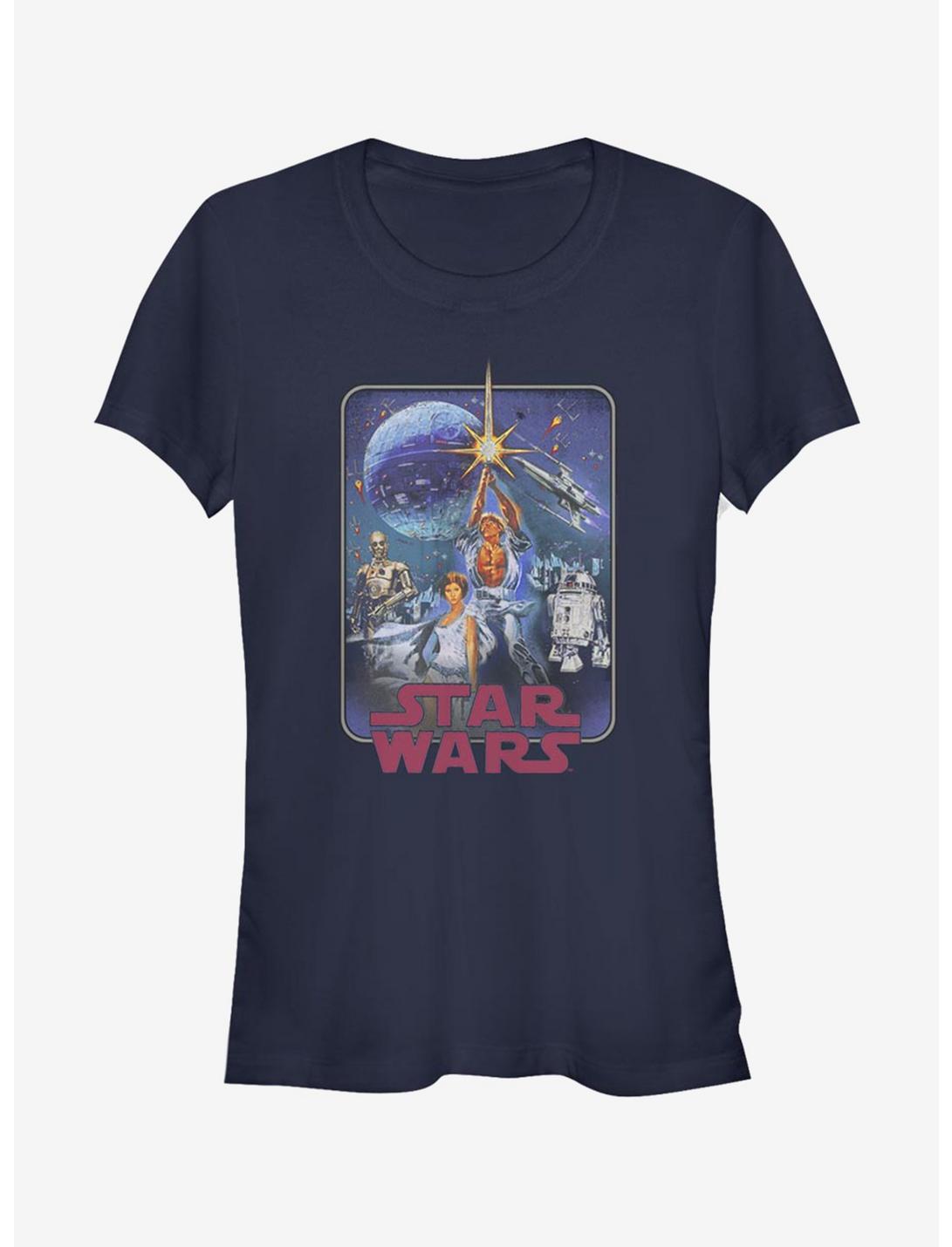Star Wars Episode IV A New Hope Poster Redux Girls T-Shirt, NAVY, hi-res