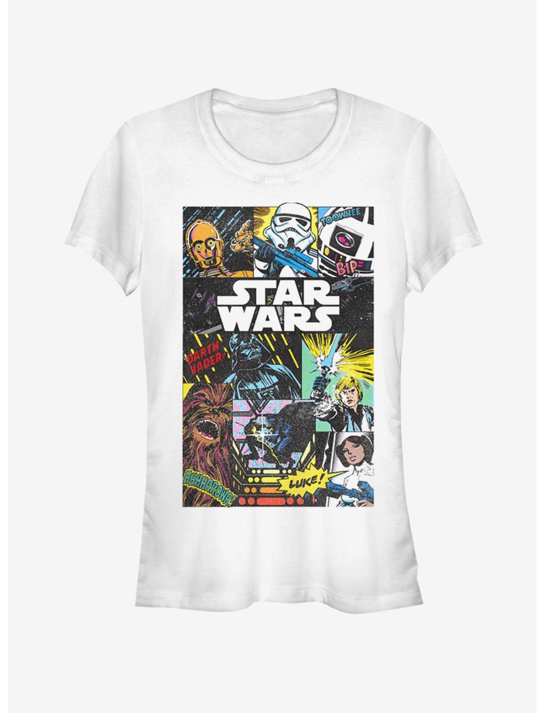 Star Wars Star Wars Comic Collage Girls T-Shirt, WHITE, hi-res