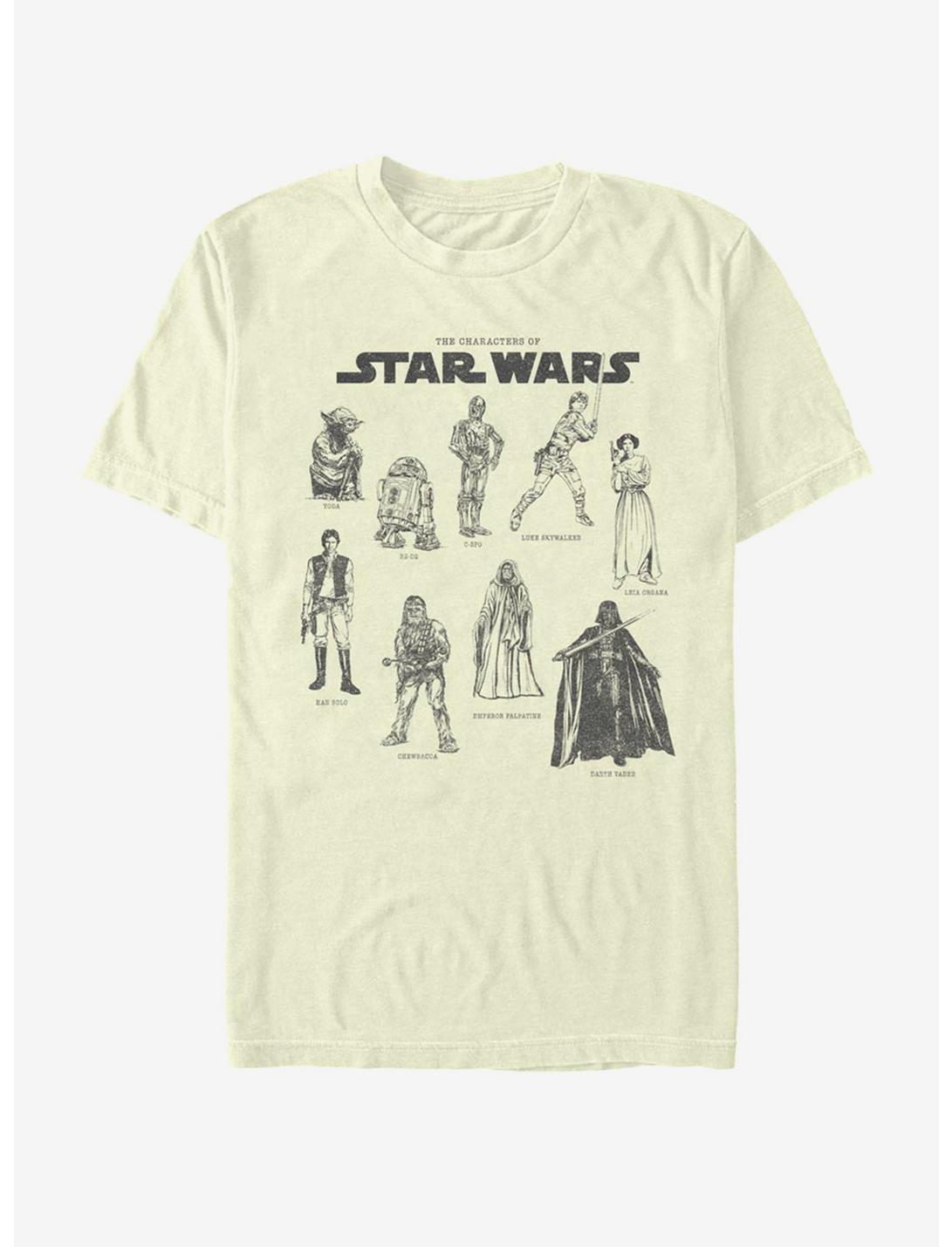 Star Wars Character Chart T-Shirt, NATURAL, hi-res
