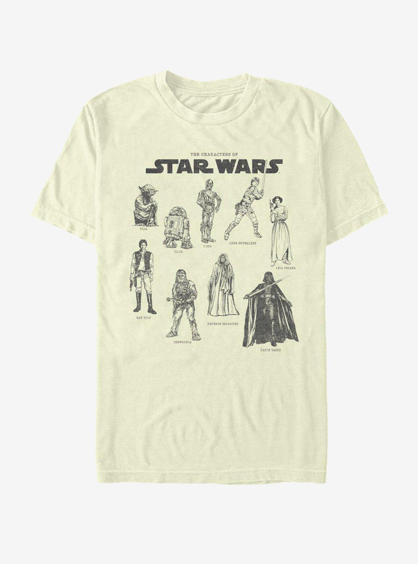 Star Wars Character Chart T-Shirt, NATURAL, hi-res